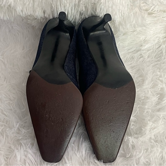 Stuart Weitzmen Peep Toe Denim Upper Leather Boots 8.5 - Picture 12 of 13